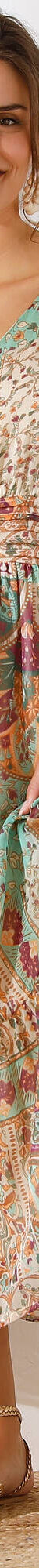 Robe longue imprimée, voile (écru / menthe) Robe longue imprimée, voile (écru / menthe)